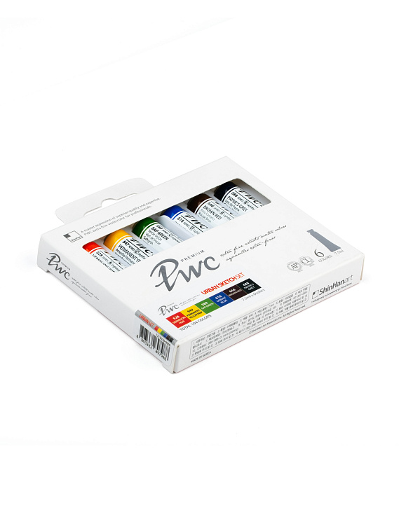 Набор акварели ShinHan "PWC" 6 цв. по 7,5 мл, Городской пейзаж, в картонной упаковке 606x758